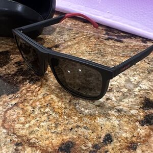 Carrera Men's Frames with magnetic polarized foldable sun shade | Blk/red detail